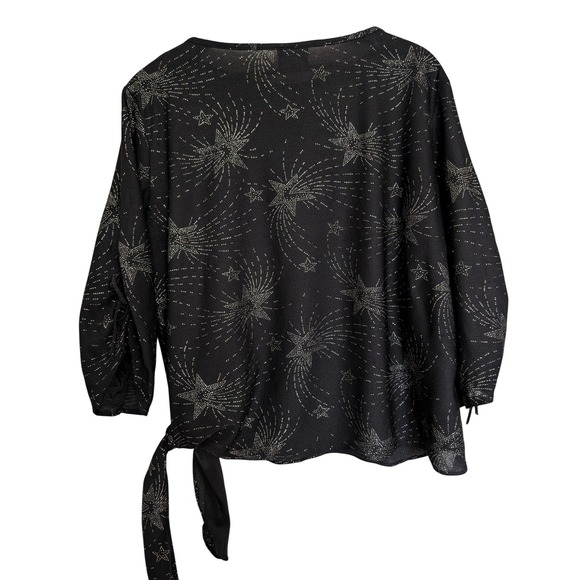 VTG Star Print Statement Top Women 22W Glitter Bling Celestial Going Out Party - Picture 2 of 5